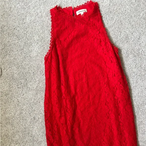 Monteau Dresses | Monteau Red Lace Sleeveless Shift Dress Cocktail Wedding Party | Color: Red | Size: Xs | Linbergant22's Closet